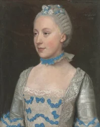Portrait of Madame Saint-Pol, Half-Length, in a Light Blue Dress Adorned with Blue and White Silk Bows and Lace